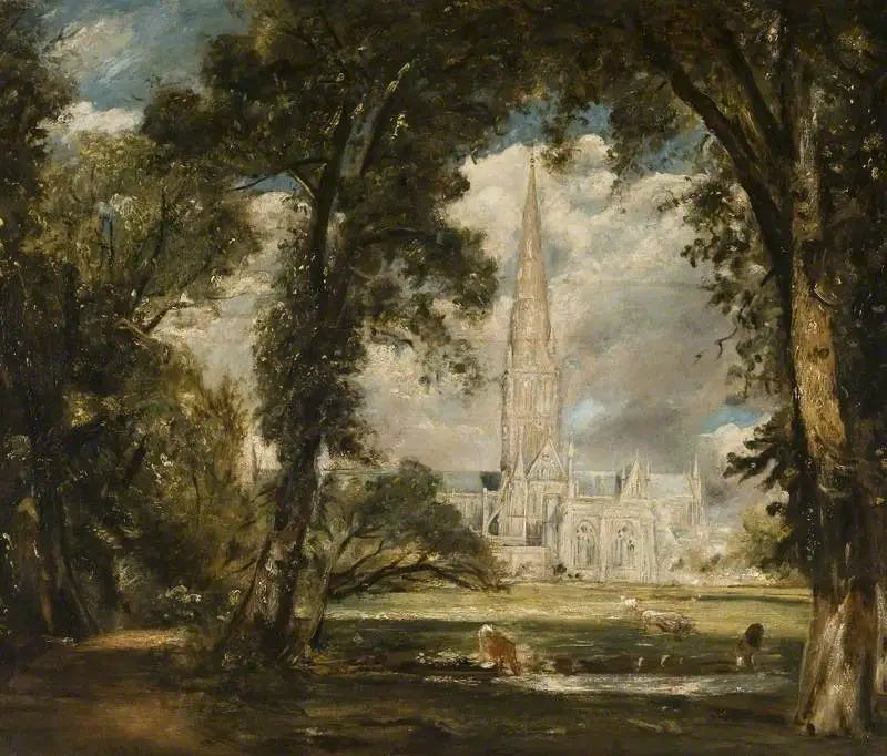 Salisburykatedralen från biskopens trädgård - John Constable