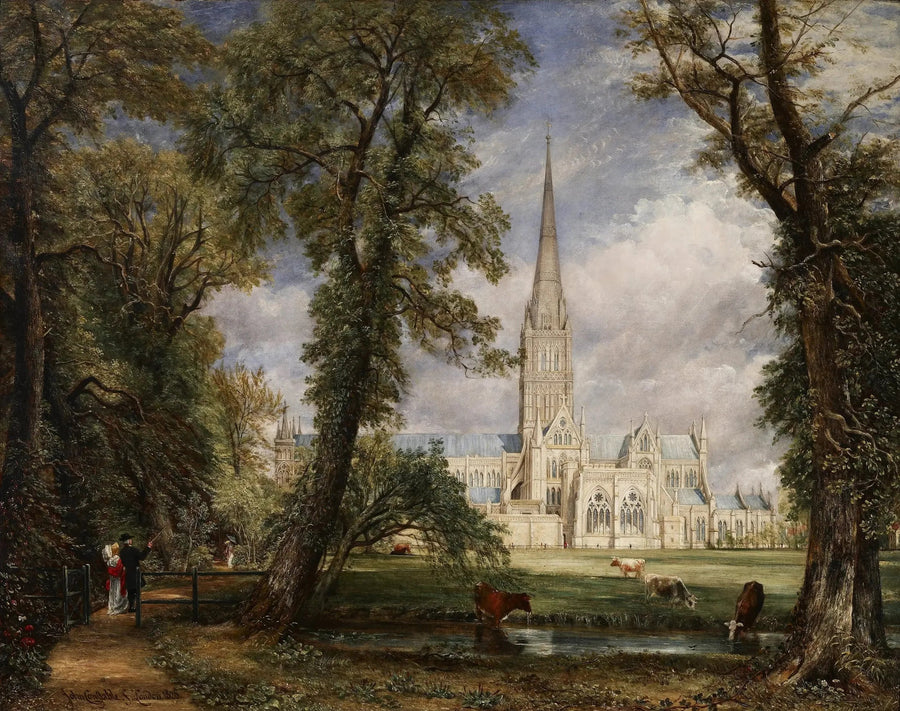 Salisbury katedral sedd från biskopens trädgårdar - John Constable