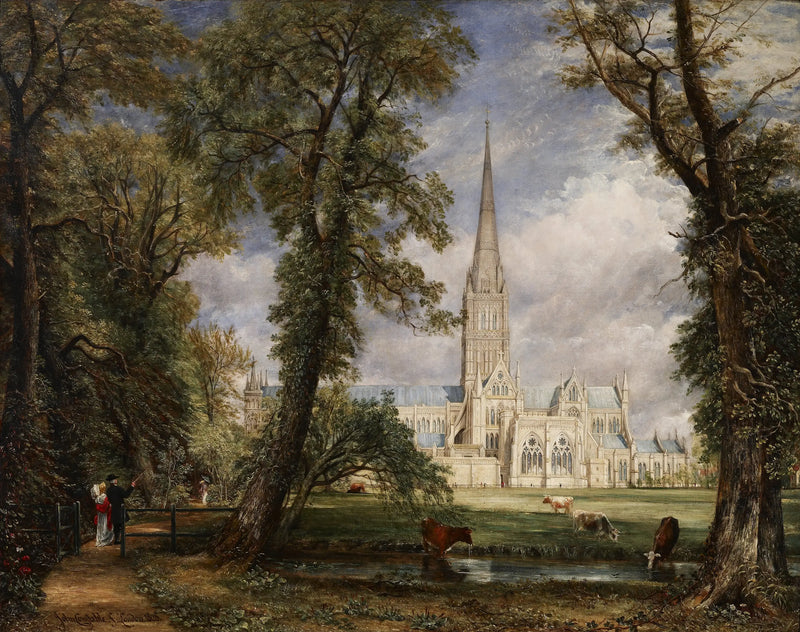 Salisbury katedral sedd från biskopens trädgårdar - John Constable