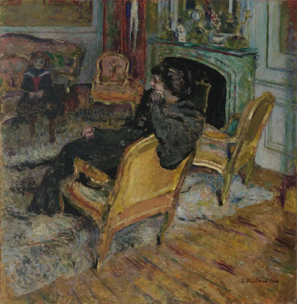 La Chaise dorée, Madame Georges Feydeau et son fils - Édouard Vuillard image 1 reproduction artisanale de tableau