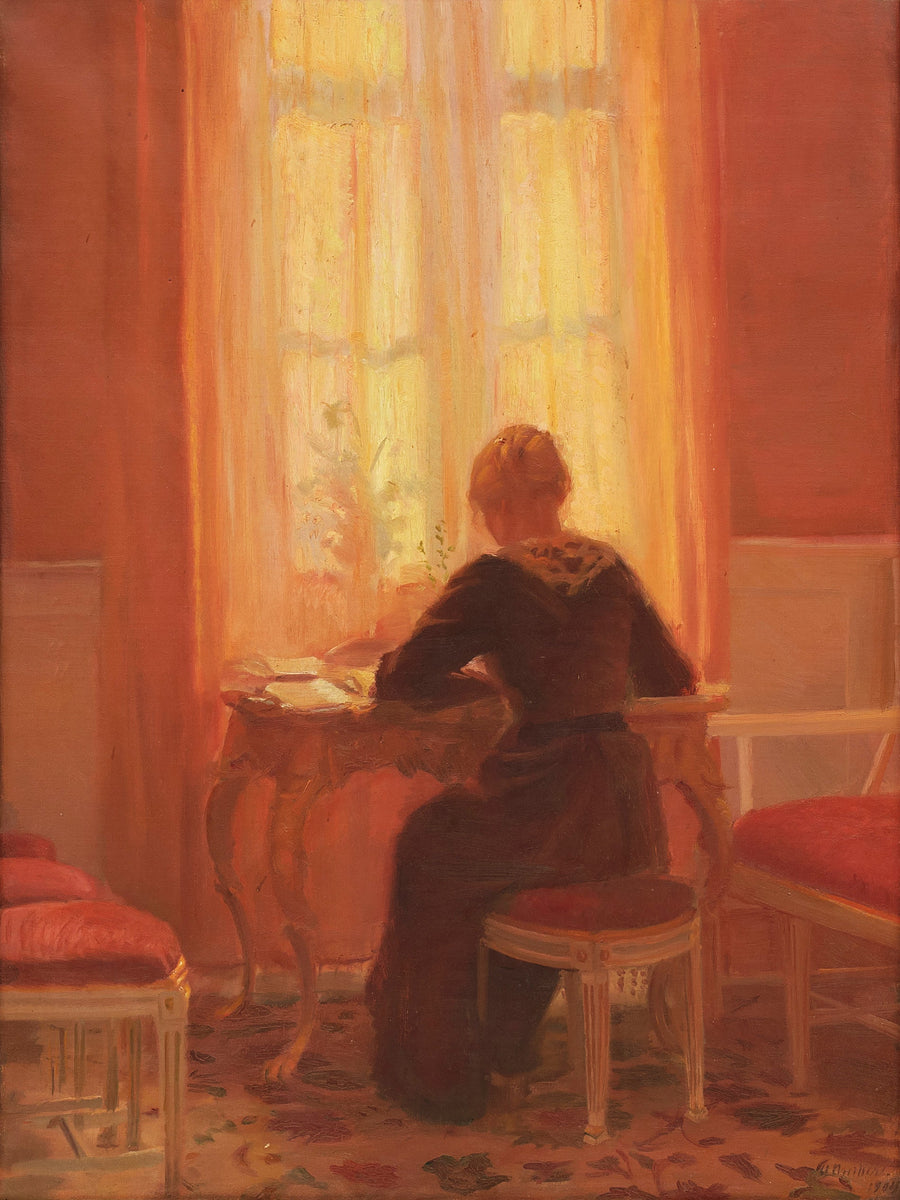 Den röda rummet - Interiör med Helga, konstnärens dotter. - Anna Ancher