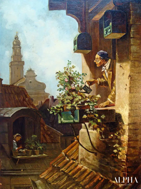 La Chambre sous les toit - Carl Spitzweg - Reproductions de tableaux et peintures haut de gamme