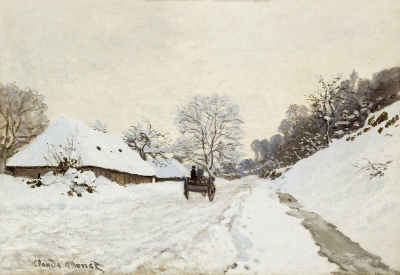 Kärran. Väg under snön i Honfleur - Claude Monet