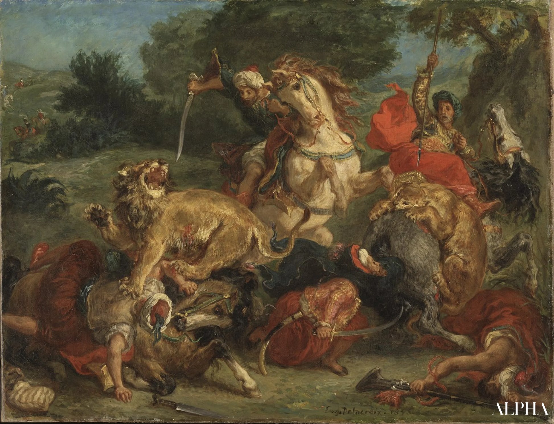 La chasse aux lions - Eugène Delacroix - Reproductions de tableaux et peintures haut de gamme
