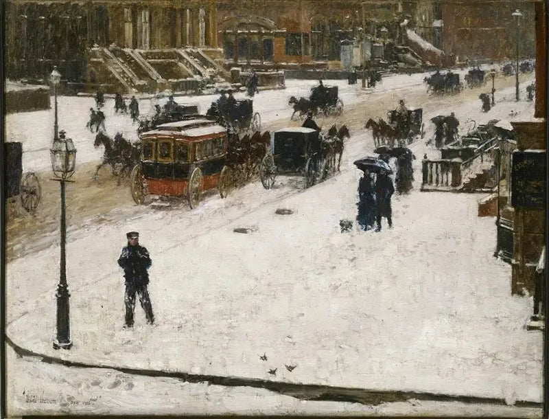 Femte avenyn på vintern - Childe Hassam