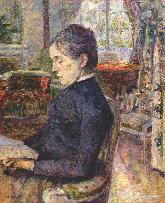 La Comtesse Adèle de Toulouse-Lautrec dans le salon du Château de Malromé - Toulouse Lautrec - Reproductions de tableaux et peintures haut de gamme