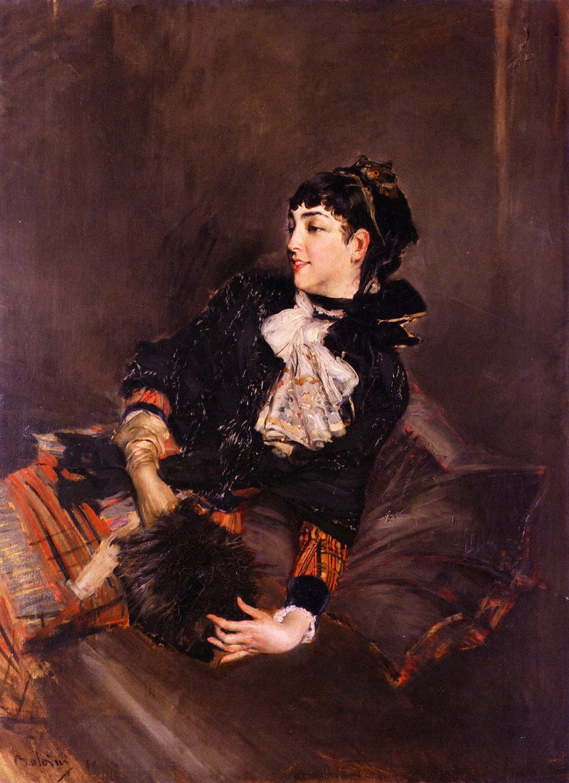Greveinnan Gabrielle de Rasty på en soffa - Giovanni Boldini