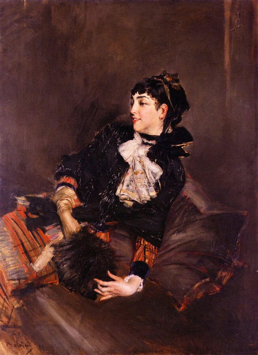 Greveinnan Gabrielle de Rasty på en soffa - Giovanni Boldini