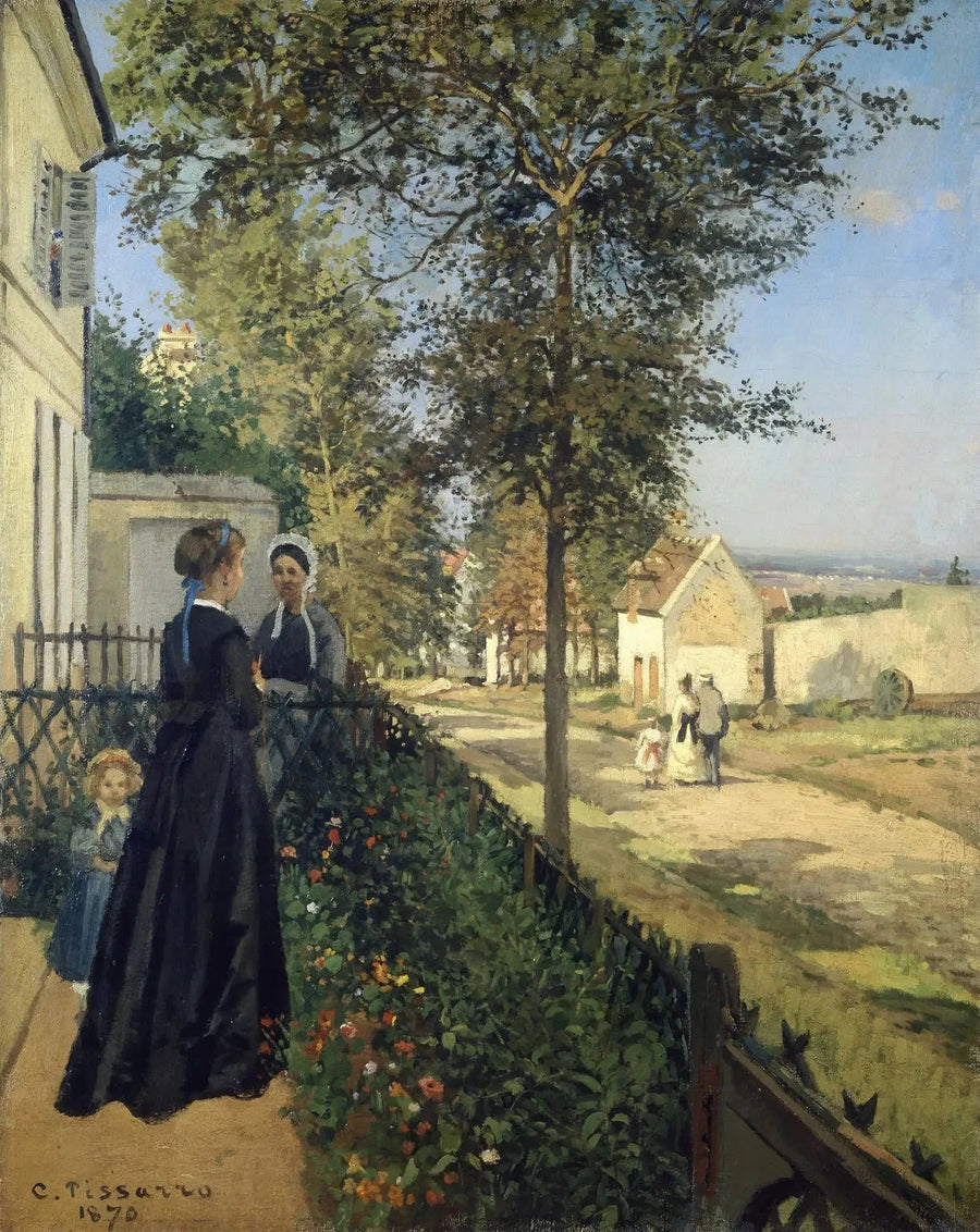 Samtalet, Louveciennes - Camille Pissarro