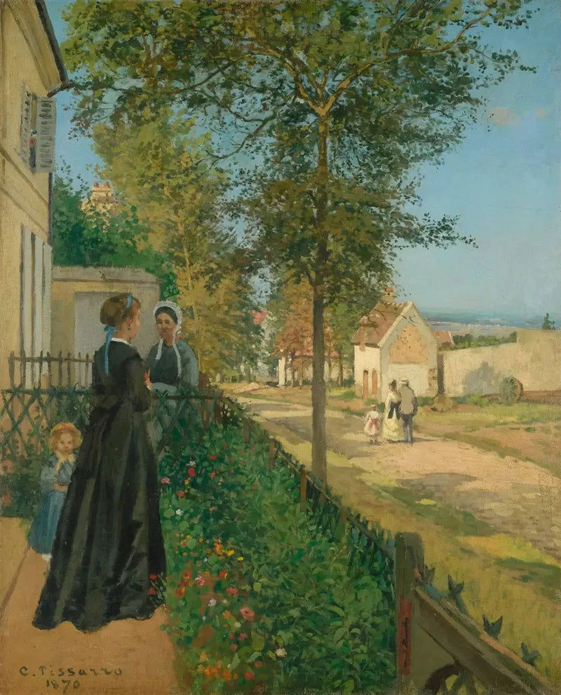 Samtalet, Louveciennes - Camille Pissarro