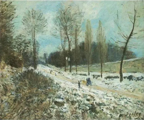 Kusten av Hjärtflygaren i Marly under snön - Alfred Sisley