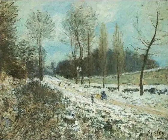 Kusten av Hjärtflygaren i Marly under snön - Alfred Sisley