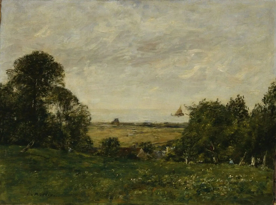 Kusten nära Trouville, vy från höjderna - Eugène Boudin