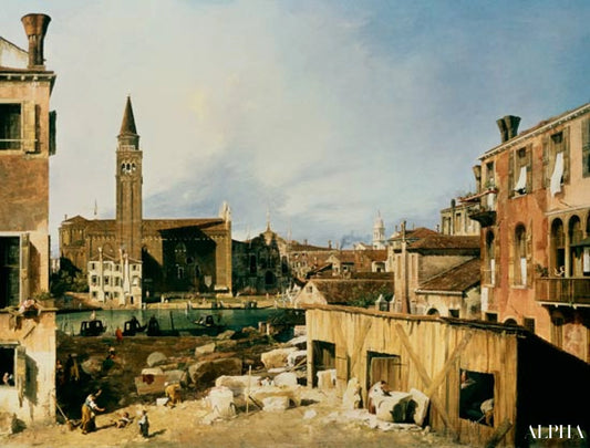 La cour celui tailleurs de pierres - Giovanni Antonio Canal - Reproductions de tableaux et peintures haut de gamme