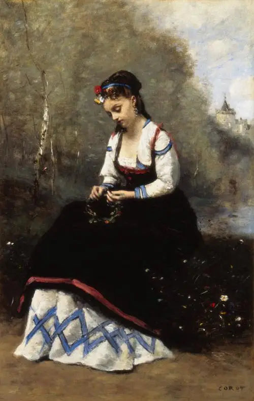 Blomsterkransen - Jean-Baptiste Camille Corot