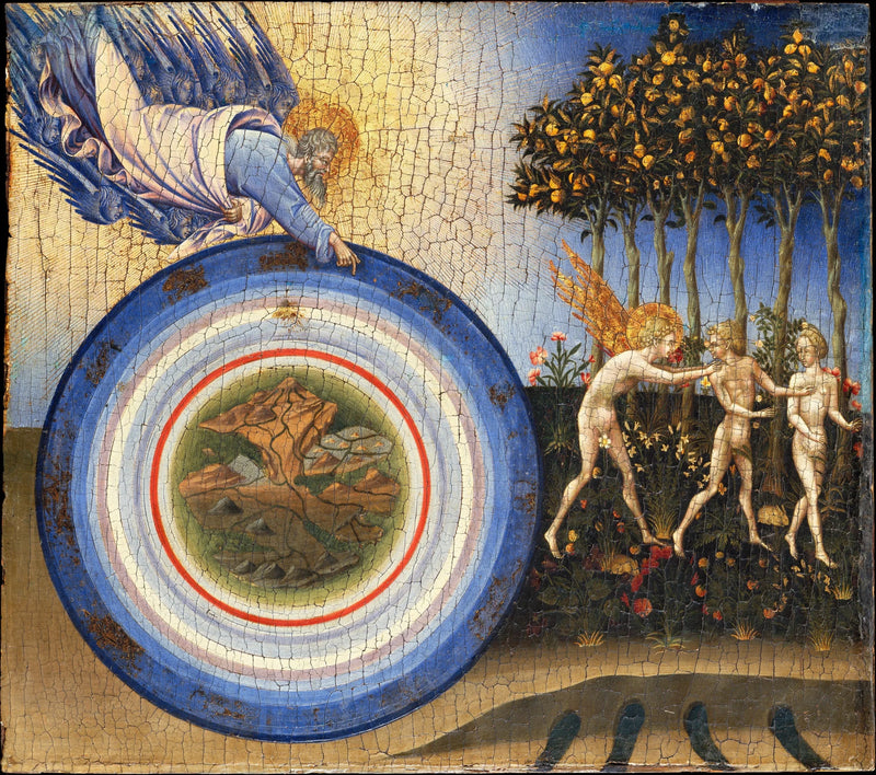 Världens skapelse, och Adam och Eva utvisade från Edens lustgård - Giovanni di Paolo