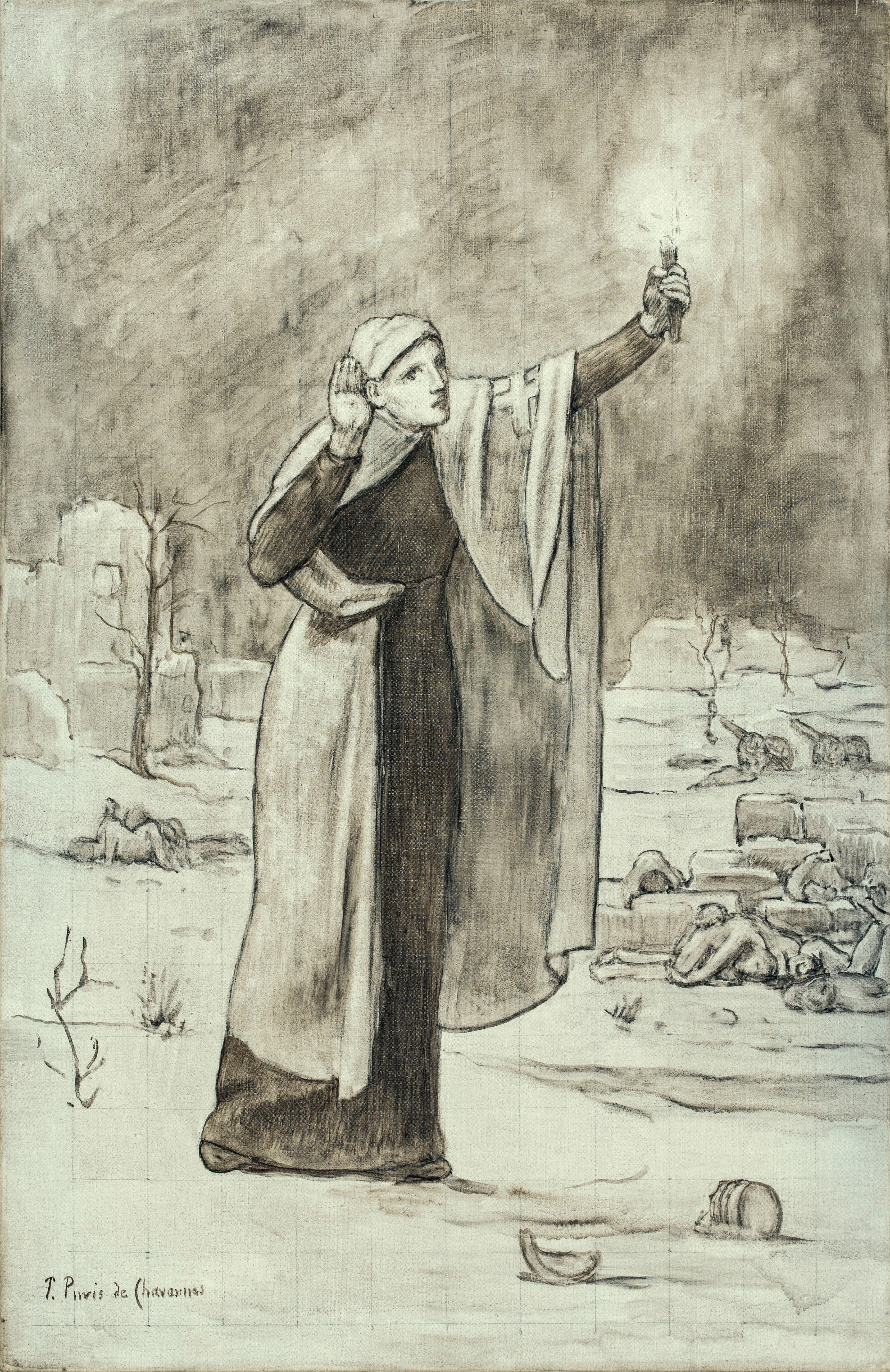La Croix Rouge - Pierre Puvis de Chavannes image 1 copie peinte à la main à l’huile