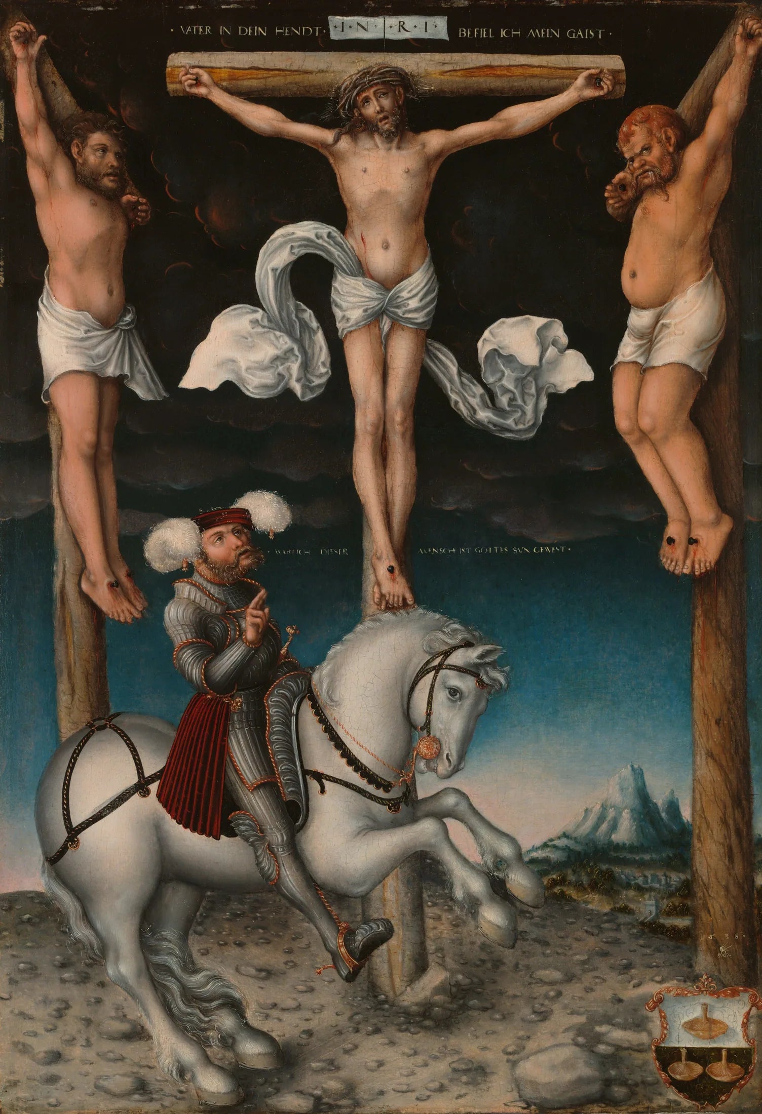 La Crucifixion avec le centurion converti - Lucas Cranach the Elder image 1 tableau peint à l’huile sur toile