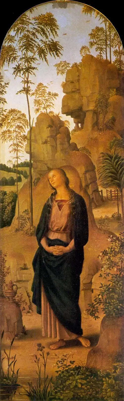 Korsfästelsen med Jungfru Maria, helige Johannes, helige Jerome och heliga Maria Magdalena [höger panel] - Pietro Perugino
