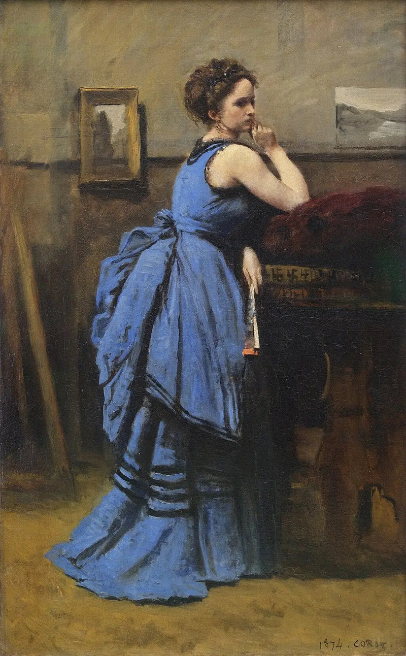 Damen i blått - Jean-Baptiste Camille Corot