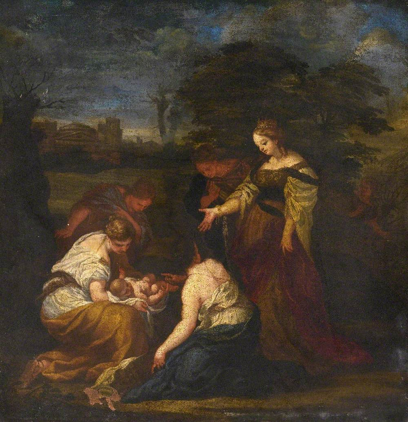 Mojses upptäckt i vassrör - Pietro da Cortona