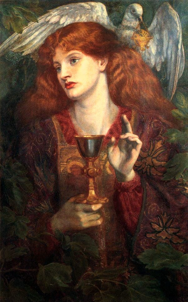 Damen av den Heliga Graal - Dante Gabriel Rossetti