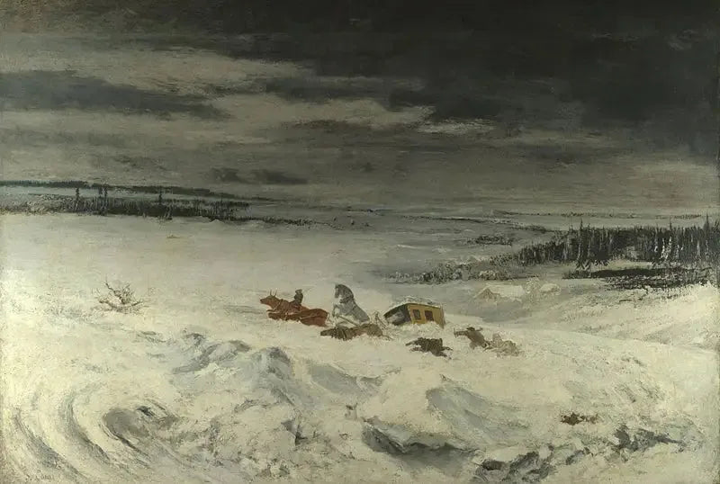 Diligensen i snön - Gustave Courbet