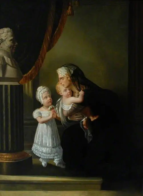 Duchessan av Berri och hennes två barn som ber framför ett huvud av hennes man - François Gérard