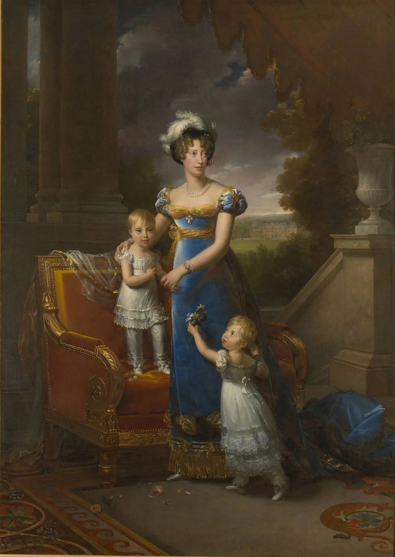 Hertiginna av Berry och hennes barn framför Château de Rosny - François Gérard