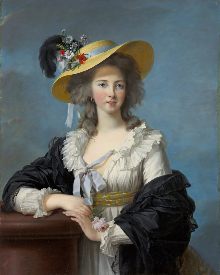 Hertiginnan av Polignac iklädd en halmhatt - Élisabeth Vigée Le Brun