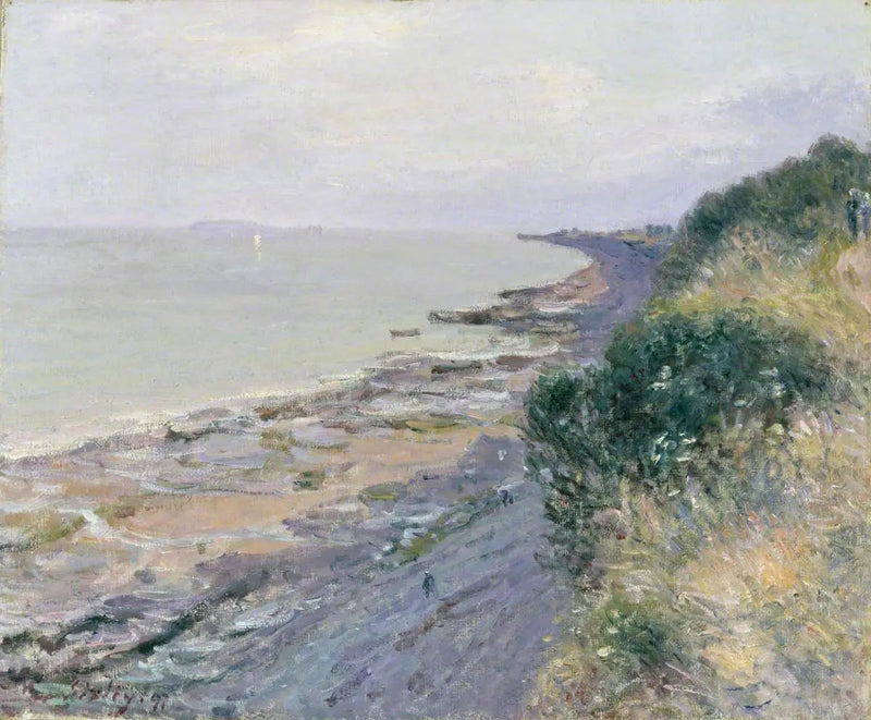 Klippan vid Penarth, kväll, lågvatten - Alfred Sisley