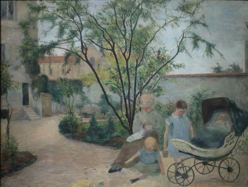 Målarkonstnärens familj i trädgården, rue Carcel - Paul Gauguin