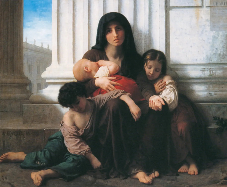 Den fattiga familjen (reduktion) - Bouguereau