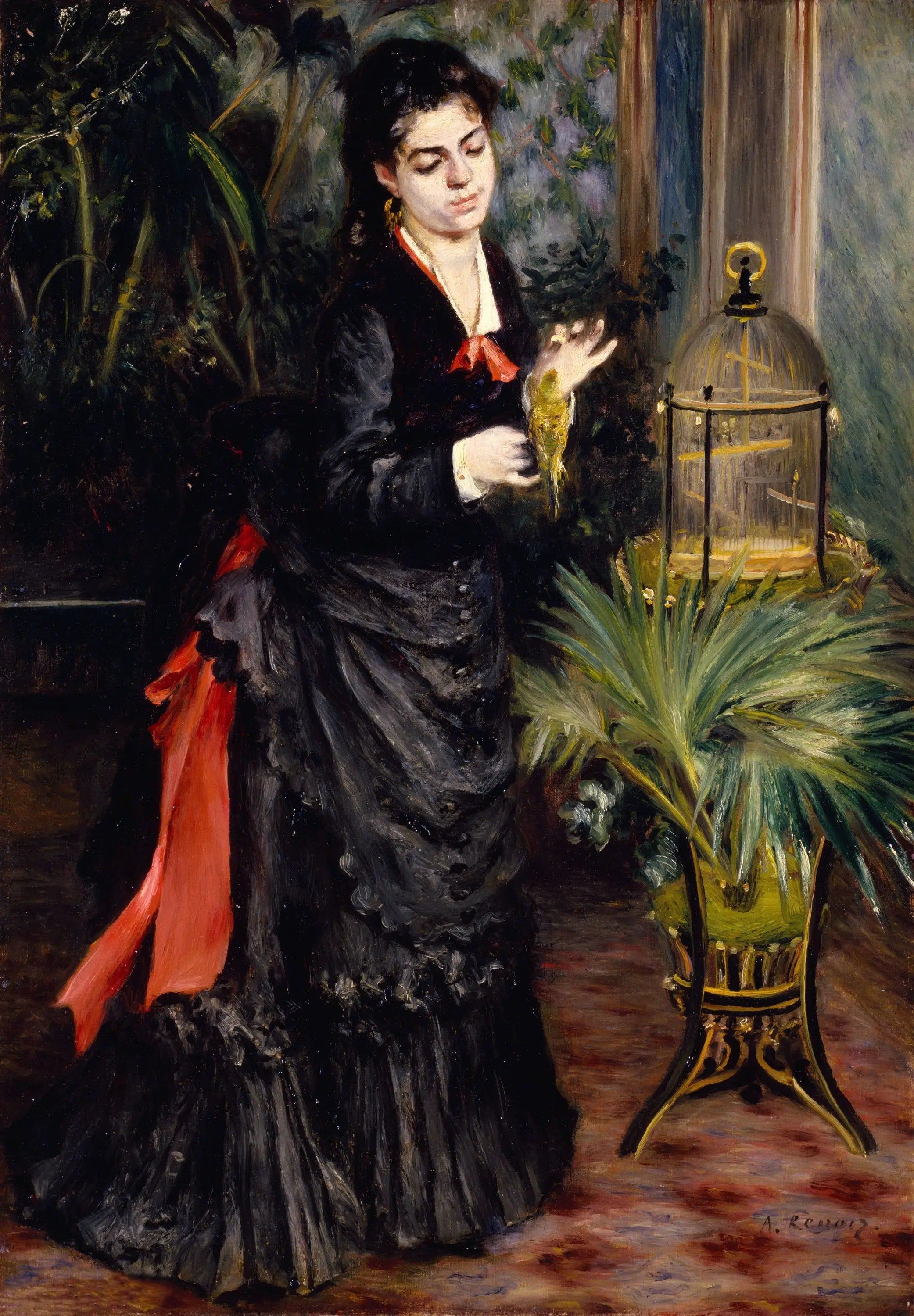 Reproduction du tableau « La Femme à la Perruche - Pierre-Auguste Renoir » par Alpha Reproduction en peinture à l’huile