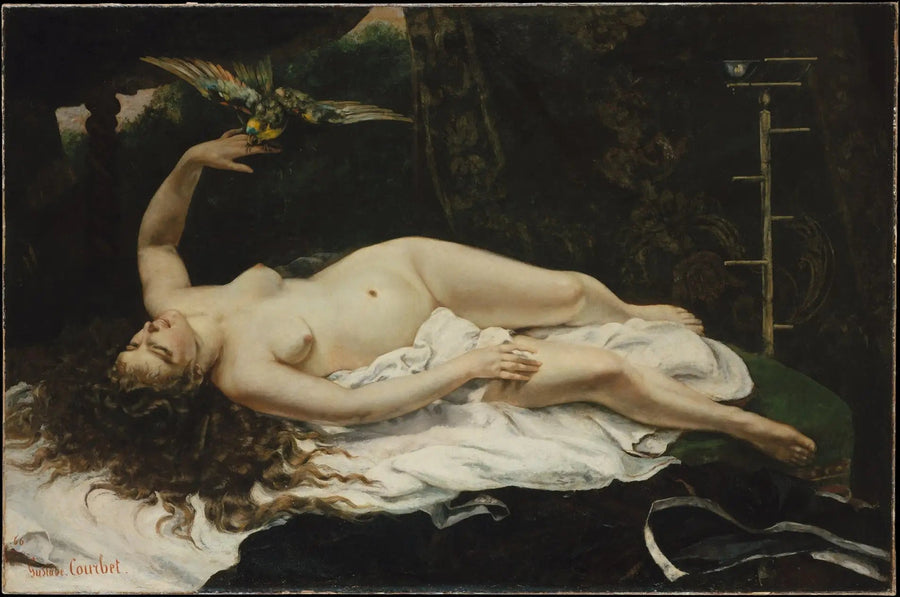 Kvinnan med papegojan - Gustave Courbet