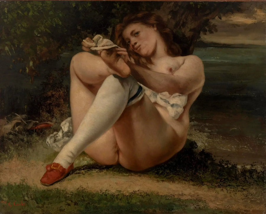 Kvinnan med vita strumpor - Gustave Courbet