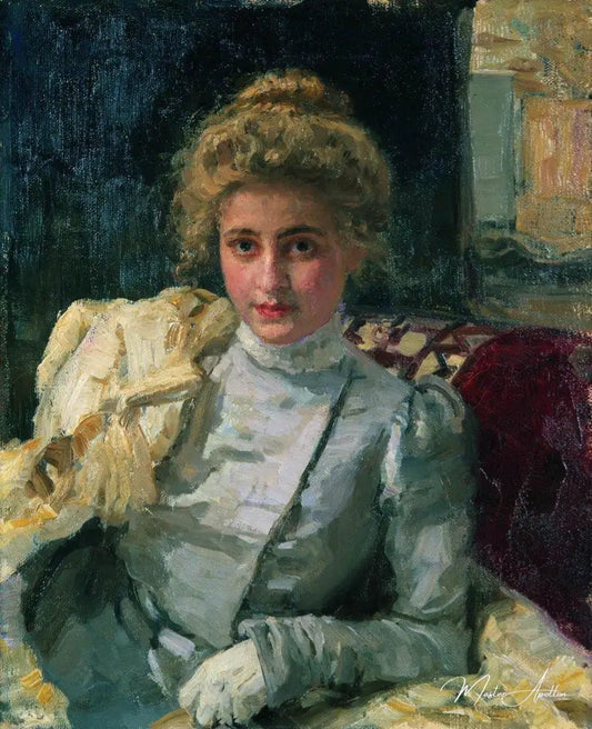 La femme blonde (portrait de Tevashova) - Ilya Repin - Reproductions de tableaux et peintures haut de gamme