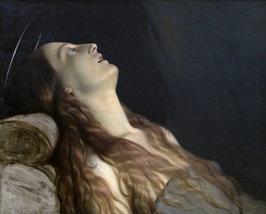 Konstnärens hustru, Louise Vernet, på sin dödsbädd - Paul Delaroche