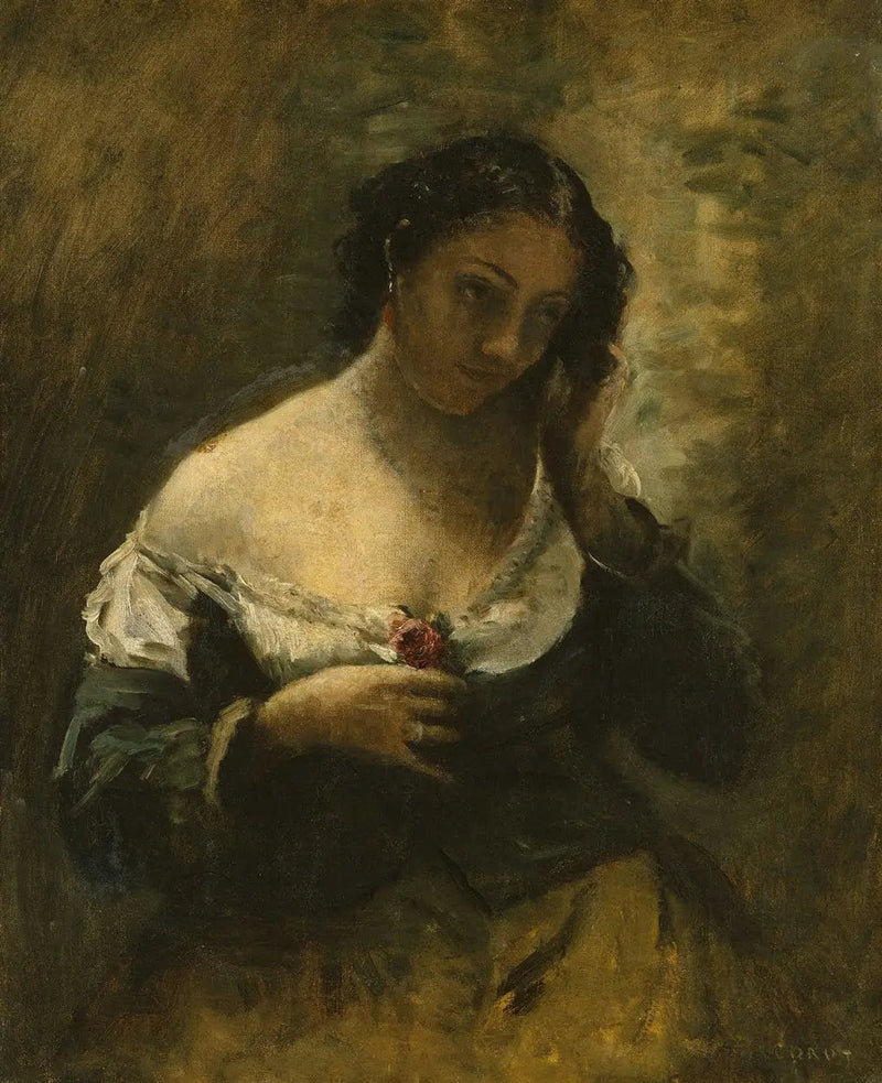 Flickan med rosen - Jean-Baptiste Camille Corot