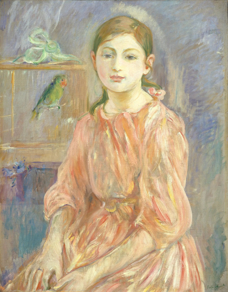 Konstnärens dotter med en parakit - Berthe Morisot