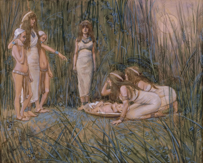 Faraons dotter tar emot Moses mor - James Tissot