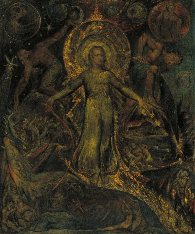 Den andliga formen av Pitt som leder Behemoth - William Blake
