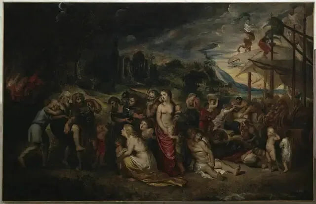 Äneas flykt efter Trojas brand - Peter Paul Rubens