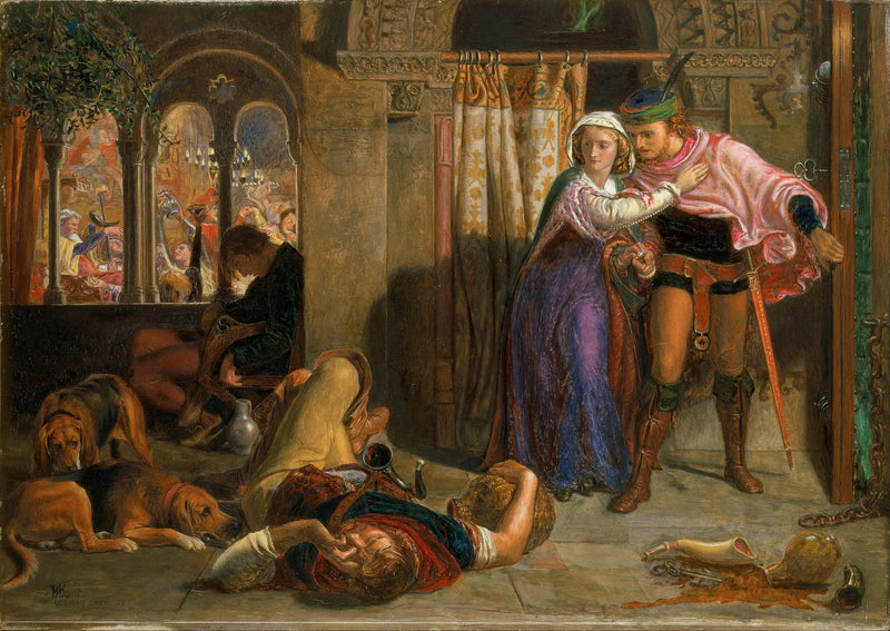 Madelines och Porphyros flykt under fyllan som följer med festligheterna (St. Agnes' Eve) - William Holman Hunt