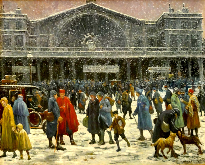 Eststationen under snö - Maximilien Luce