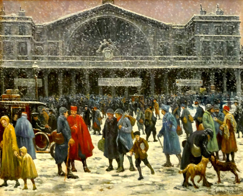 Eststationen under snö - Maximilien Luce