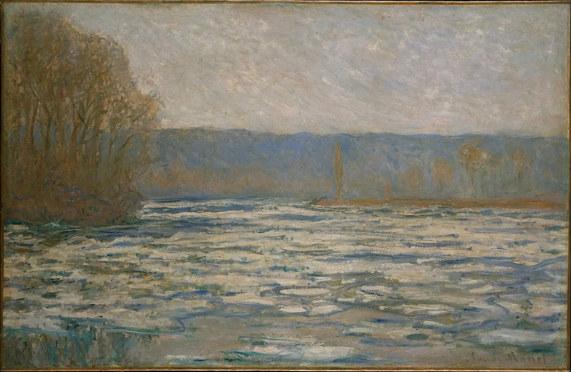 Isen bryts upp på Seine nära Bennecourt - Claude Monet