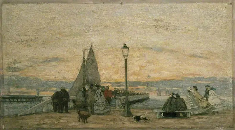 La Jetée de Trouville: Solnedgång - Eugène Boudin