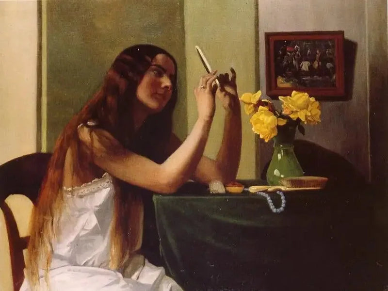 Den unga flickan vid spegeln - Félix Vallotton