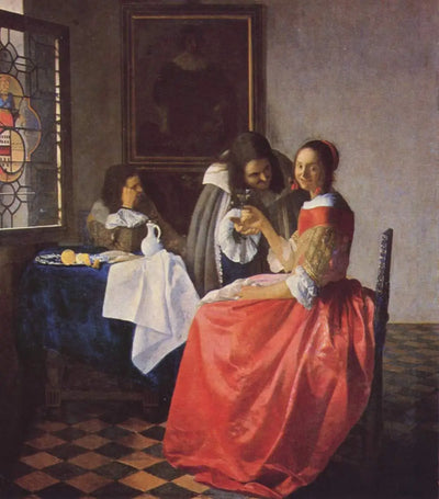 Reproduction du tableau « La Jeune Fille au verre de vin - Johannes Vermeer » par Alpha Reproduction en peinture à l’huile